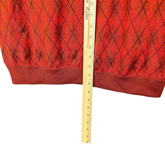 Oxford Golf Sweater Men's XL Rust Red Argyle Wool Long Sleeve Pullover - Picture 4 of 8